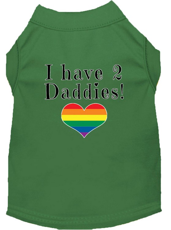 I have 2 Daddies Screen Print Dog Shirt Green Med